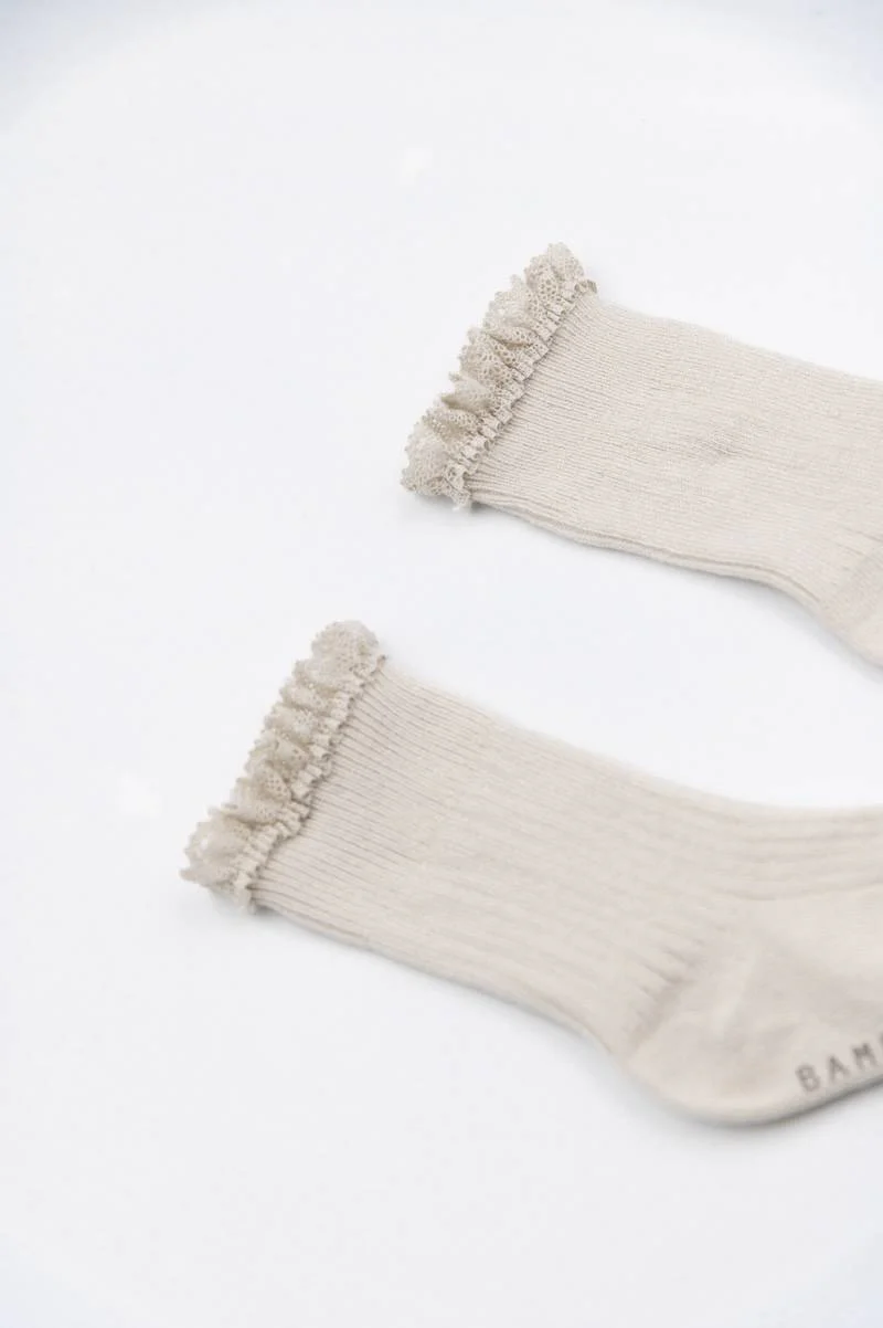 Calza Bimba con Pizzo in Bambù - OYSTER GREY 112 - Image 3