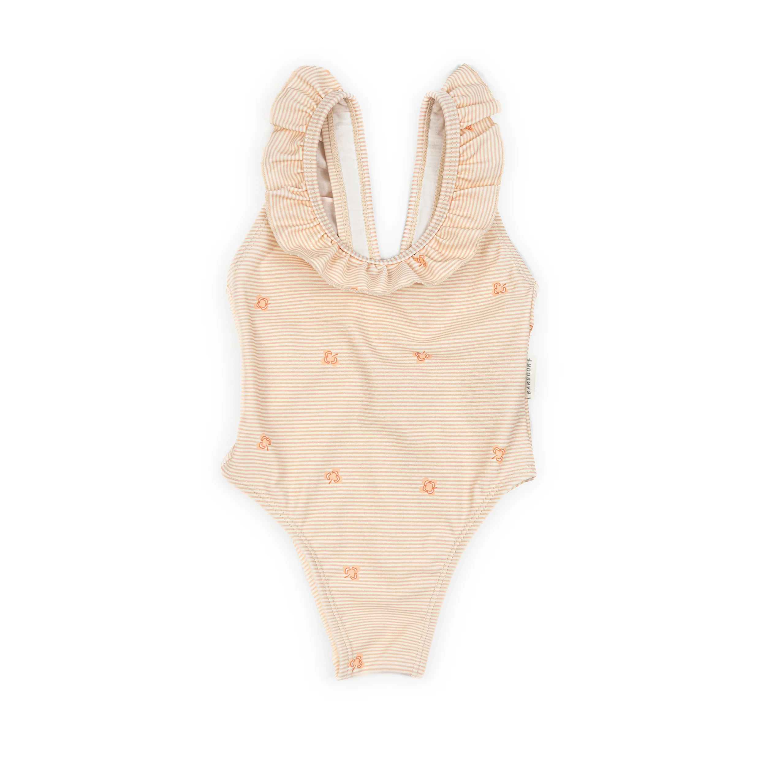 Tutina da mare bimba spalle volant - STRIPE AND LEAVES 433