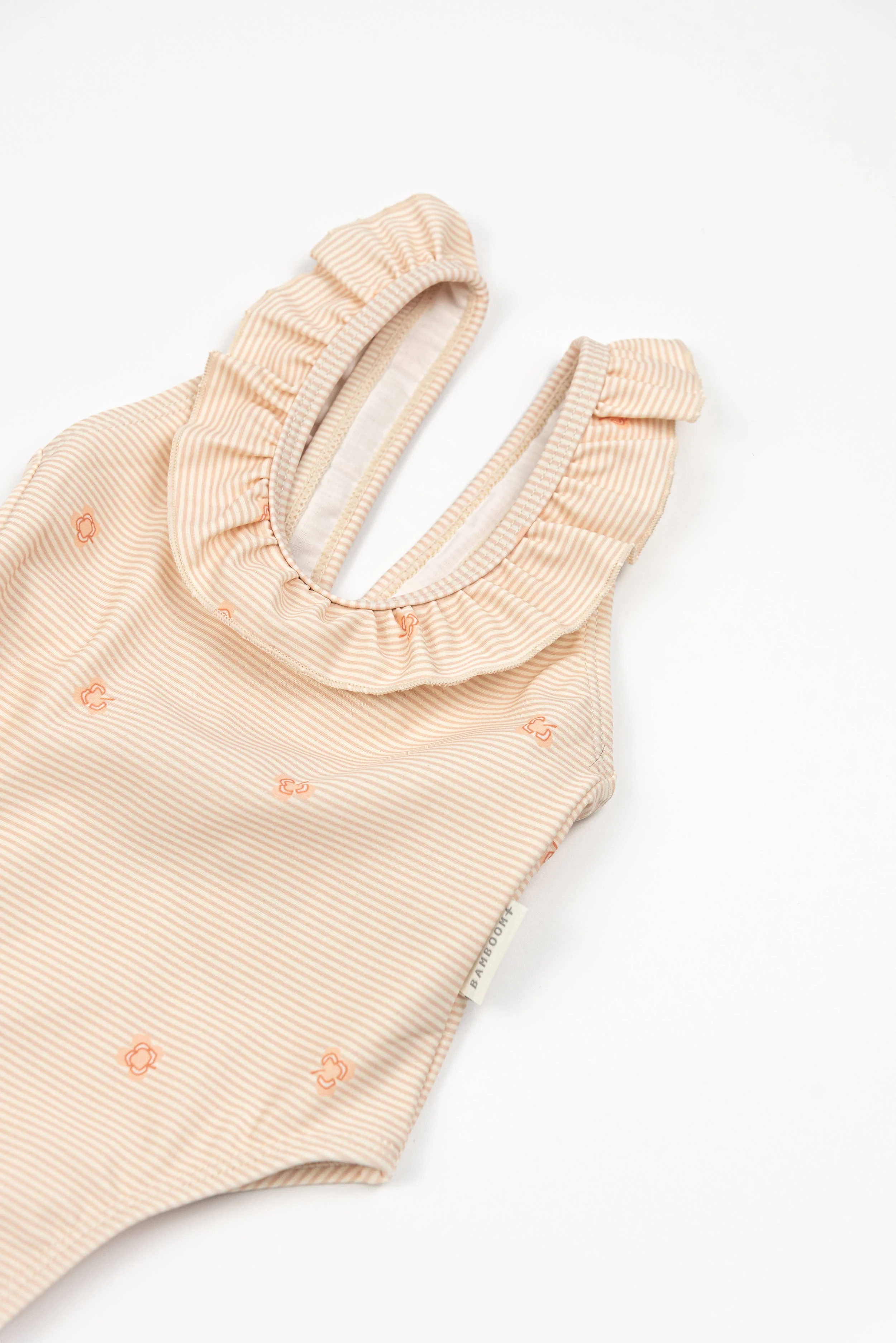 Tutina da mare bimba spalle volant - STRIPE AND LEAVES 433 - Image 3
